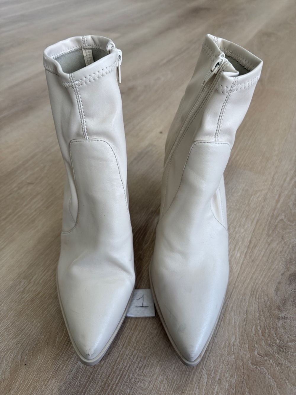 Steve Madden Cream Pointed Toe Ankle Booties
